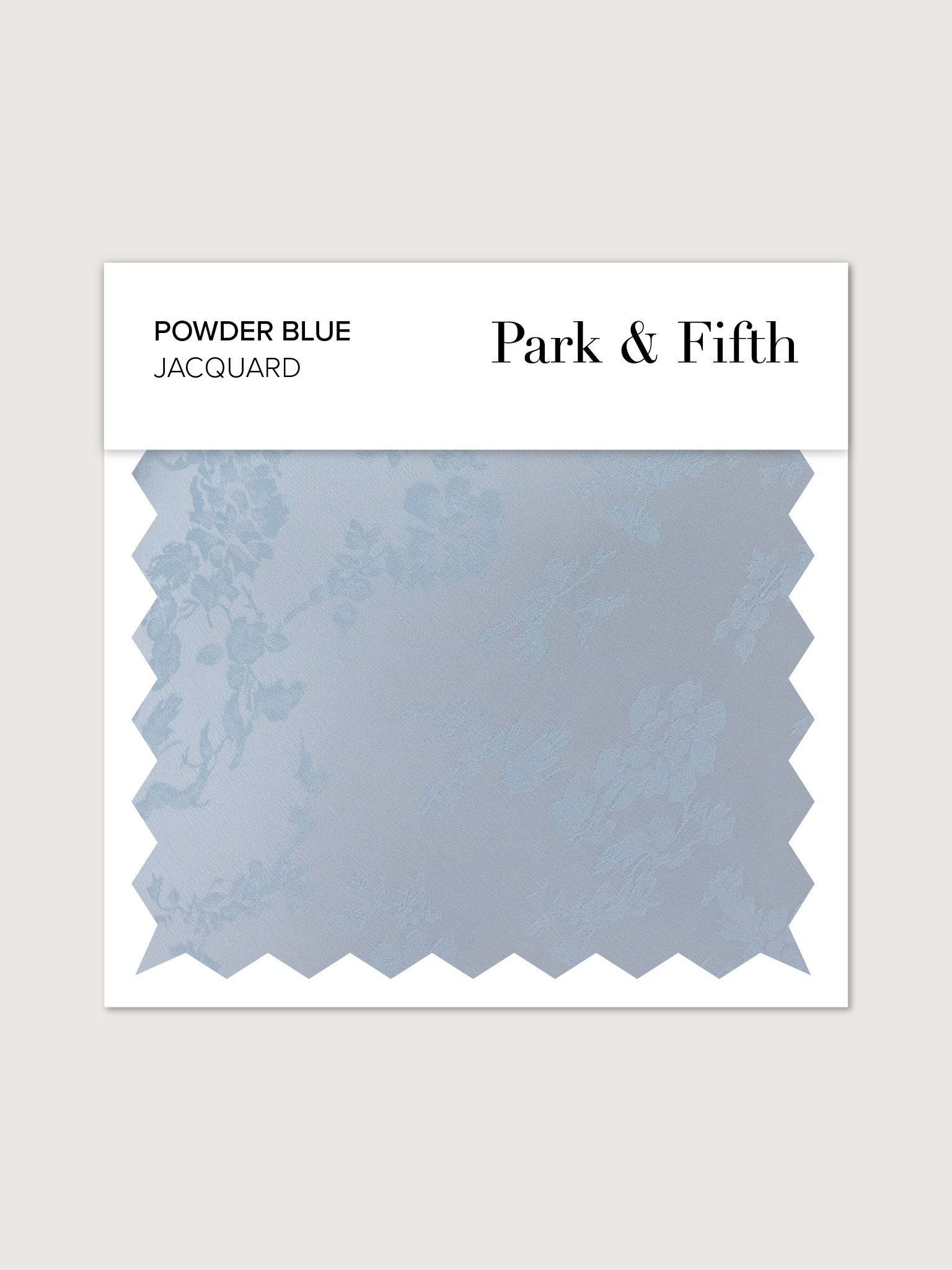 Powder blue jacquard fabric swatch from Park & Fifth.