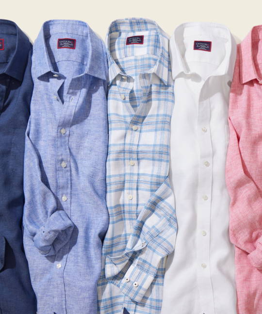 Collection of UNTUCKit linen button downs. 