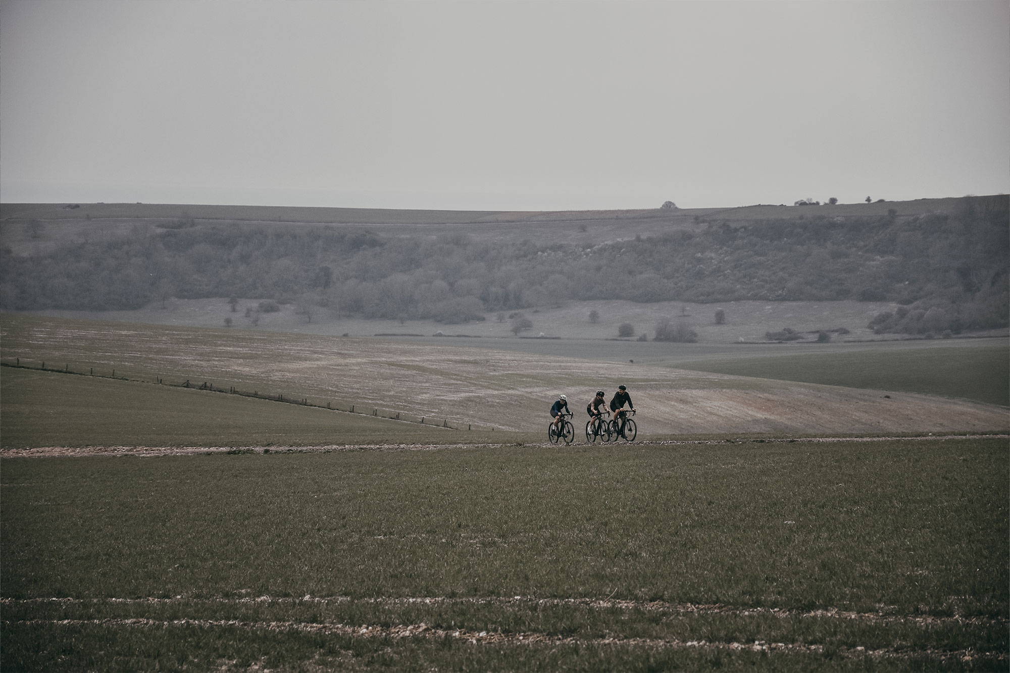 Gravel riders on exposed path