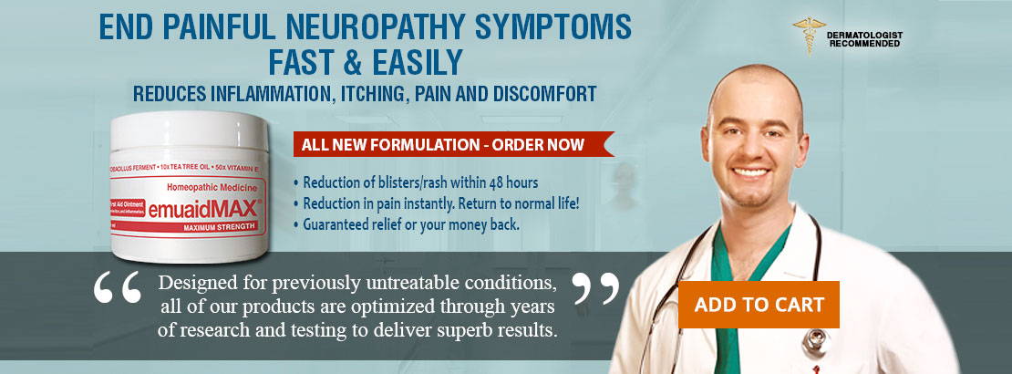 A picture of an infographic for Neuropathy with Emuaidmax 2oz