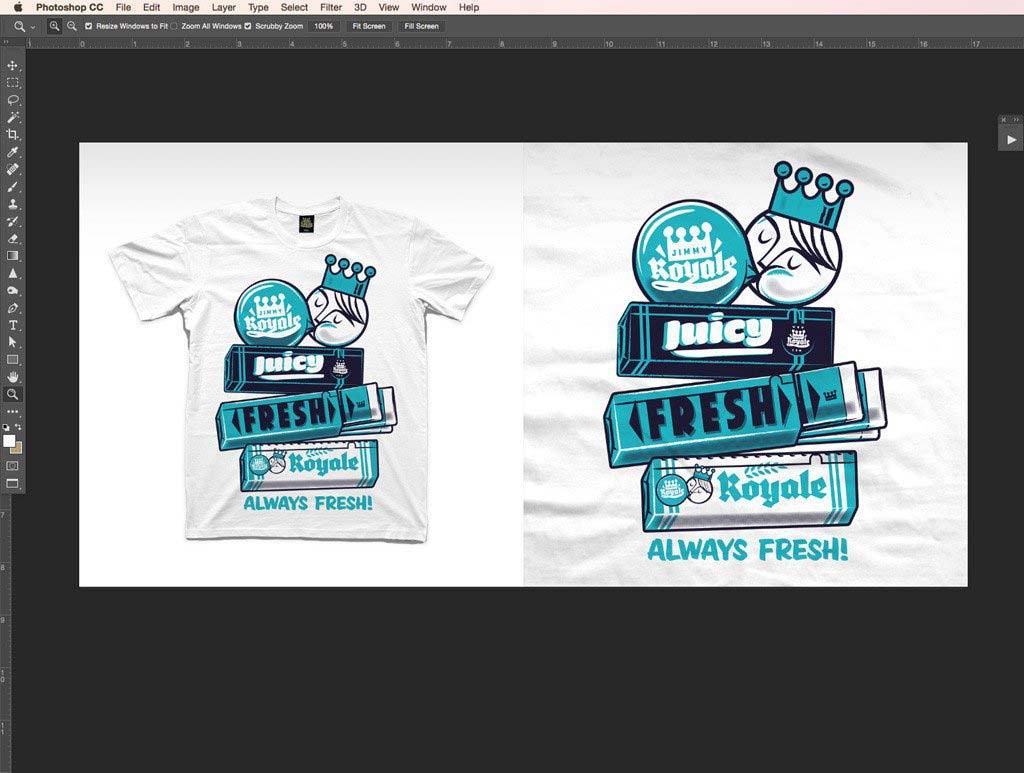 Retro bubble gum t-shirt mock-up in Adobe Photoshop