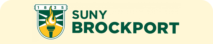 Logo of SUNY Brockport with emblem and text.