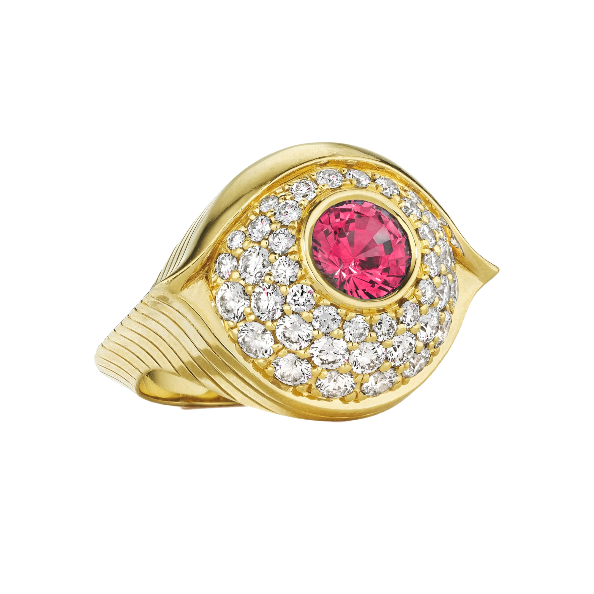pink sapphire evil eye ring