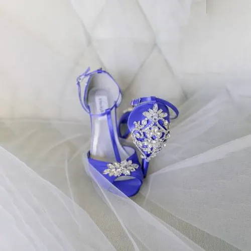periwinkle heels with rhinestones