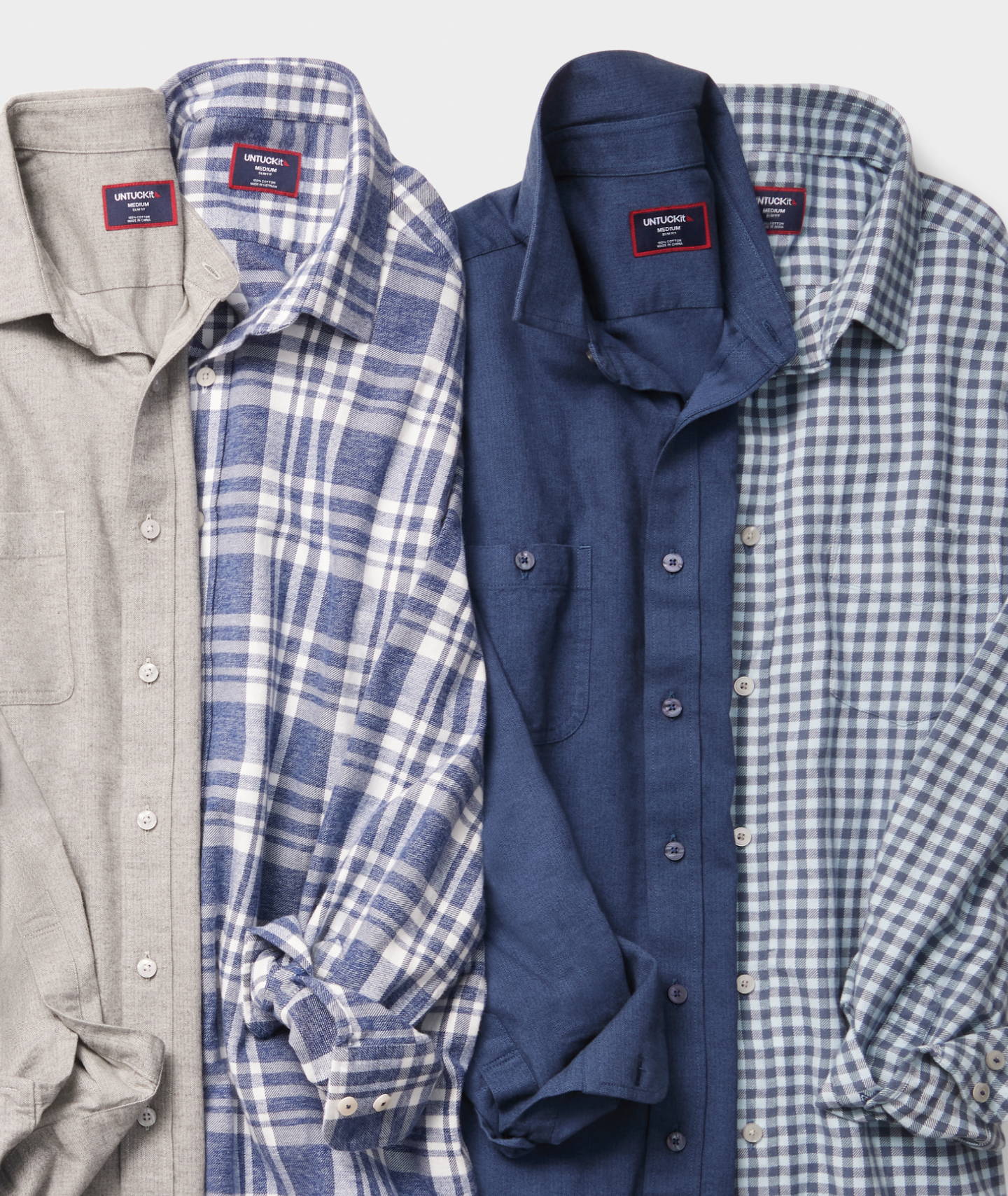 Collection of UNTUCKit Flannel's in various colors and patters, 