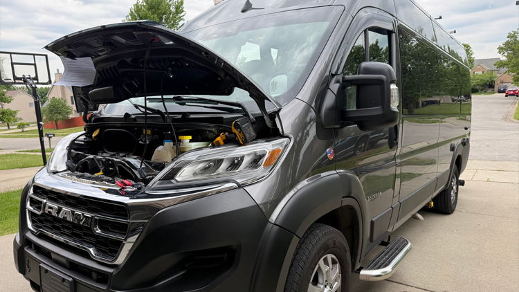 2025 RAM ProMaster 2500 Sniper electric horn engine-bay install
