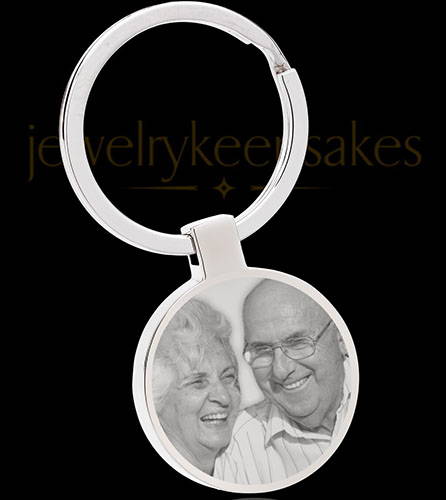 Photo Engraved Stainless Steel Round Keychain