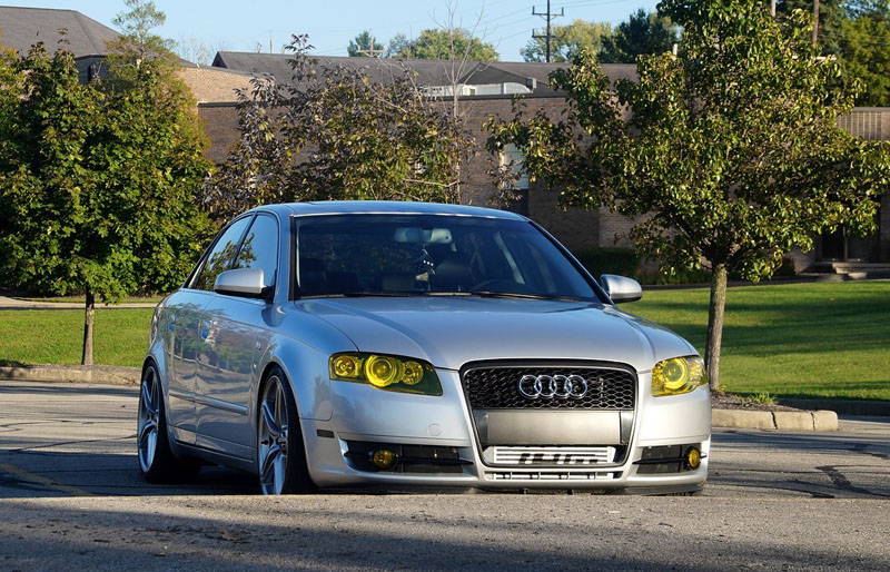 Audi with Yellow Lamin-x headlight tint film covers