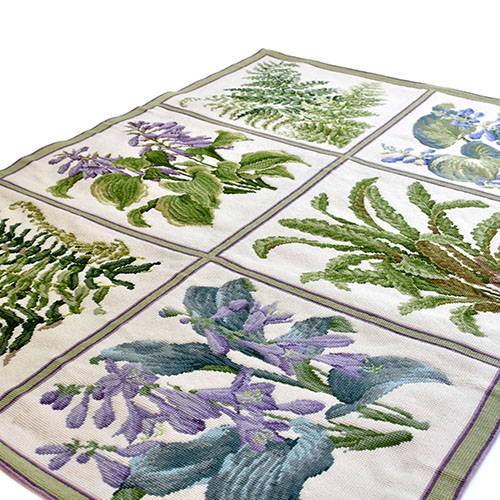 Six panel shade garden rug with simple border