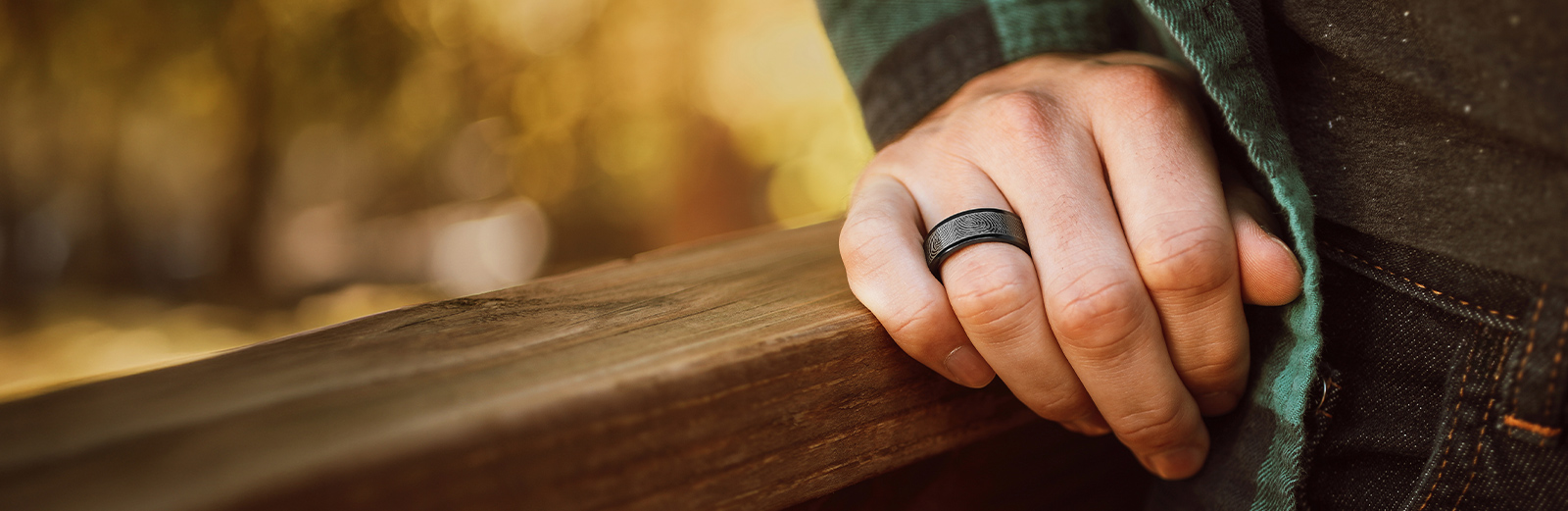 black titanium fingerprint ring