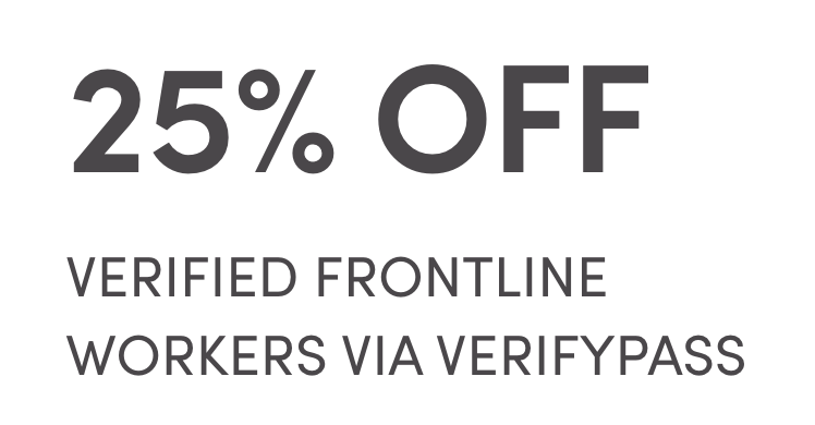 25% off for verified frontline workers via VerifyPass.