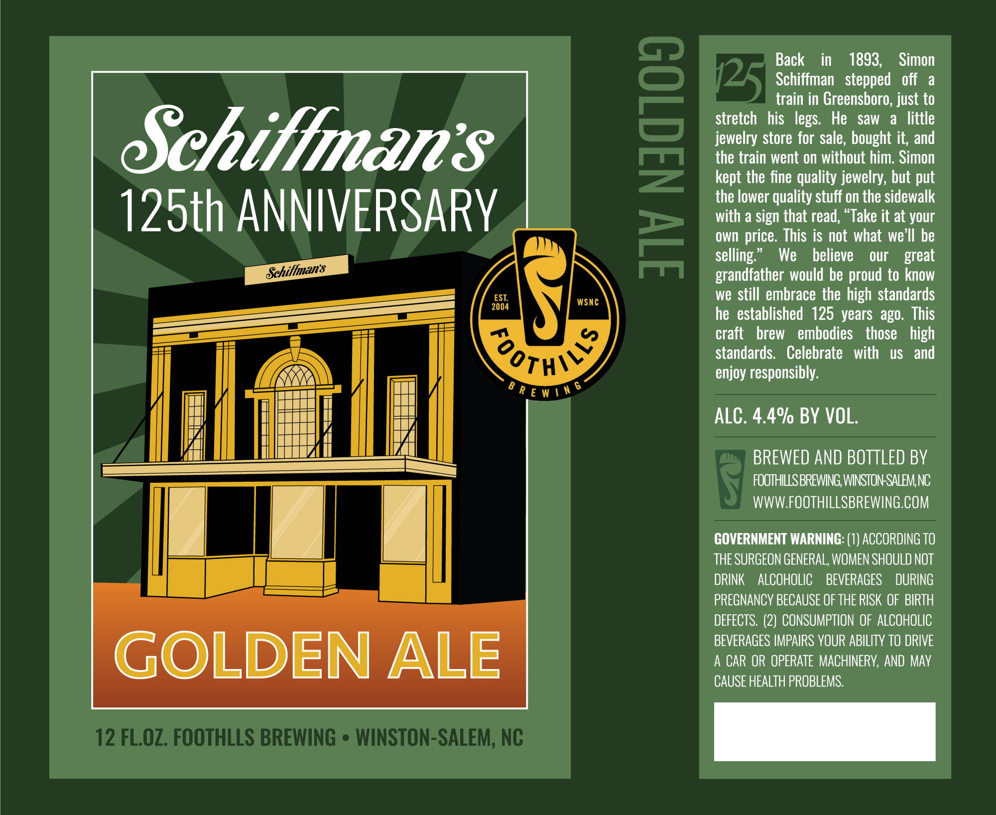 Schiffman's Foothills Beer Label
