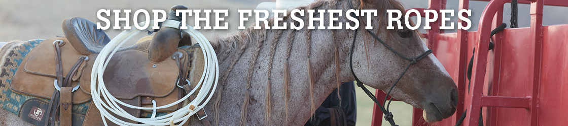 Image promoting fresh ropes with horses in the background.