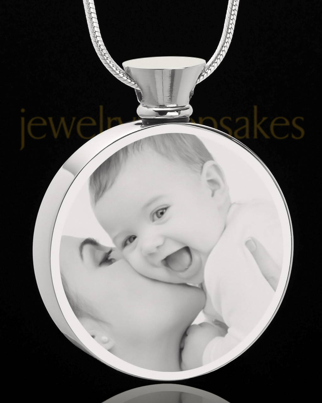 Photo Engraved Round Stainless Steel Cremation Pendant