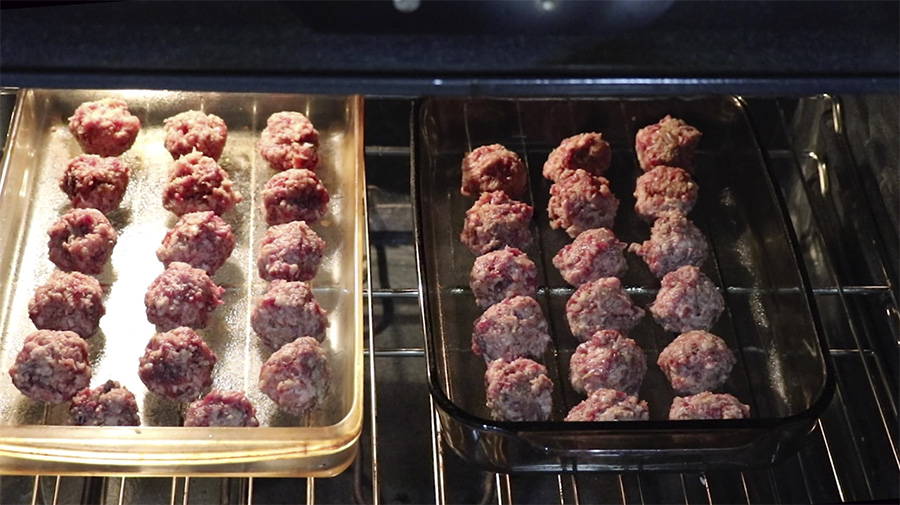 Meatballs in oven
