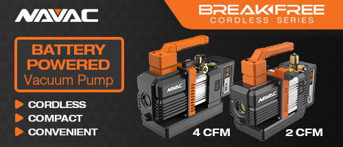 Navac battery powered vacuum pumps 2CFM and 4 CMF. Cordless, Compact, Convenient.