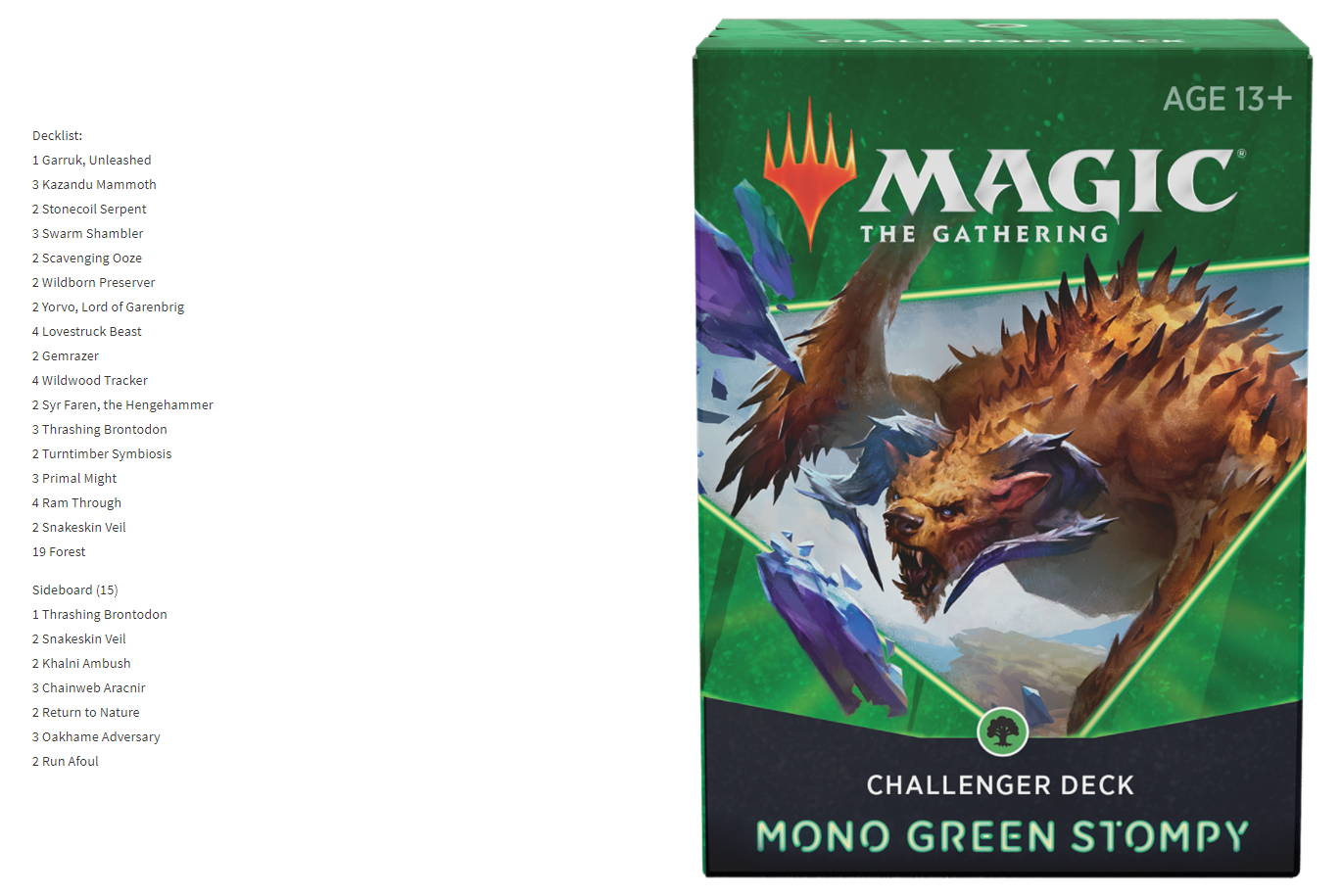 Challenger deck mono green stompy 