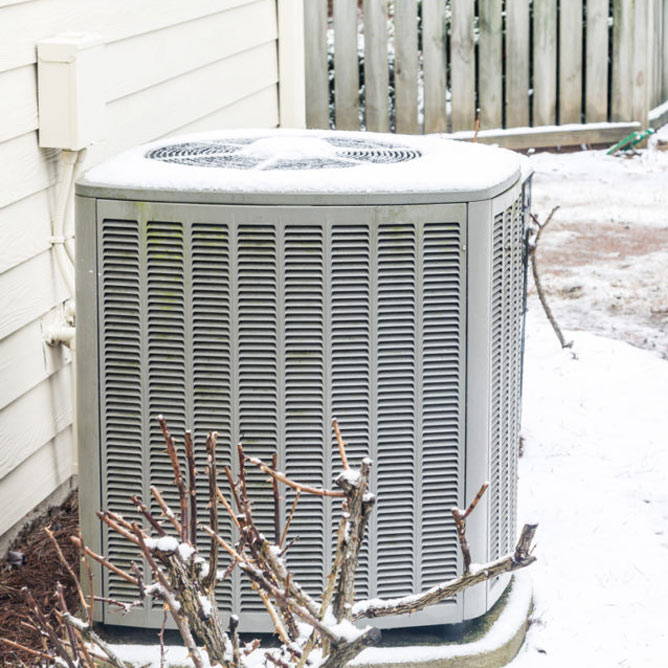 heat pump condenser outside not covered from elements