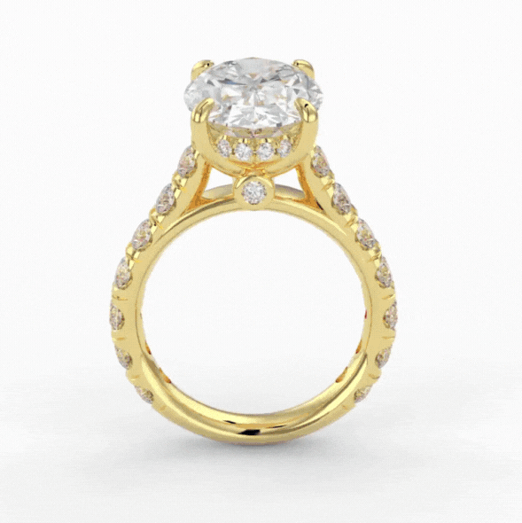 Rotating CAD rendering of an engagement ring