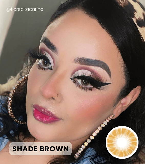 Dark eyebrows model - Shade Brown Contacts