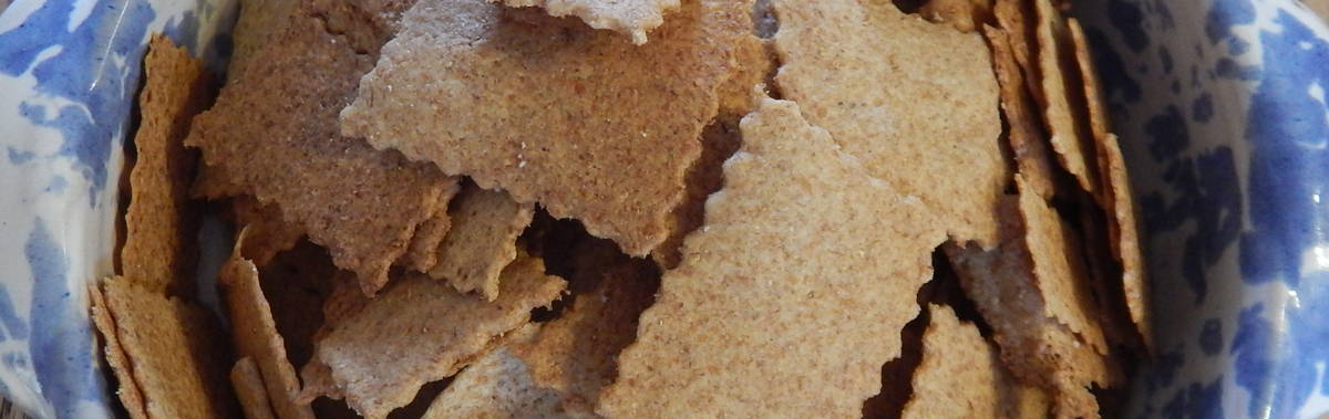 homemade sourdough crackers in a bowl