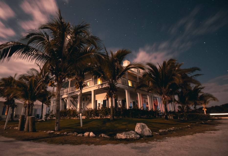 Blackfly Lodge at night