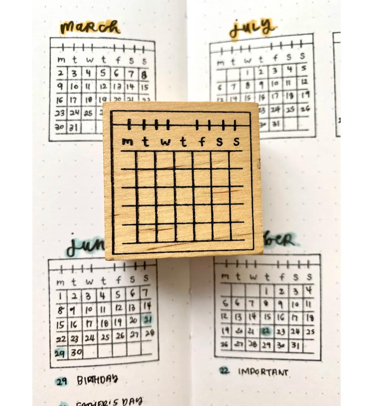 Monthly Calendar Stamp for Journaling and Scheduling – Dapper Notes