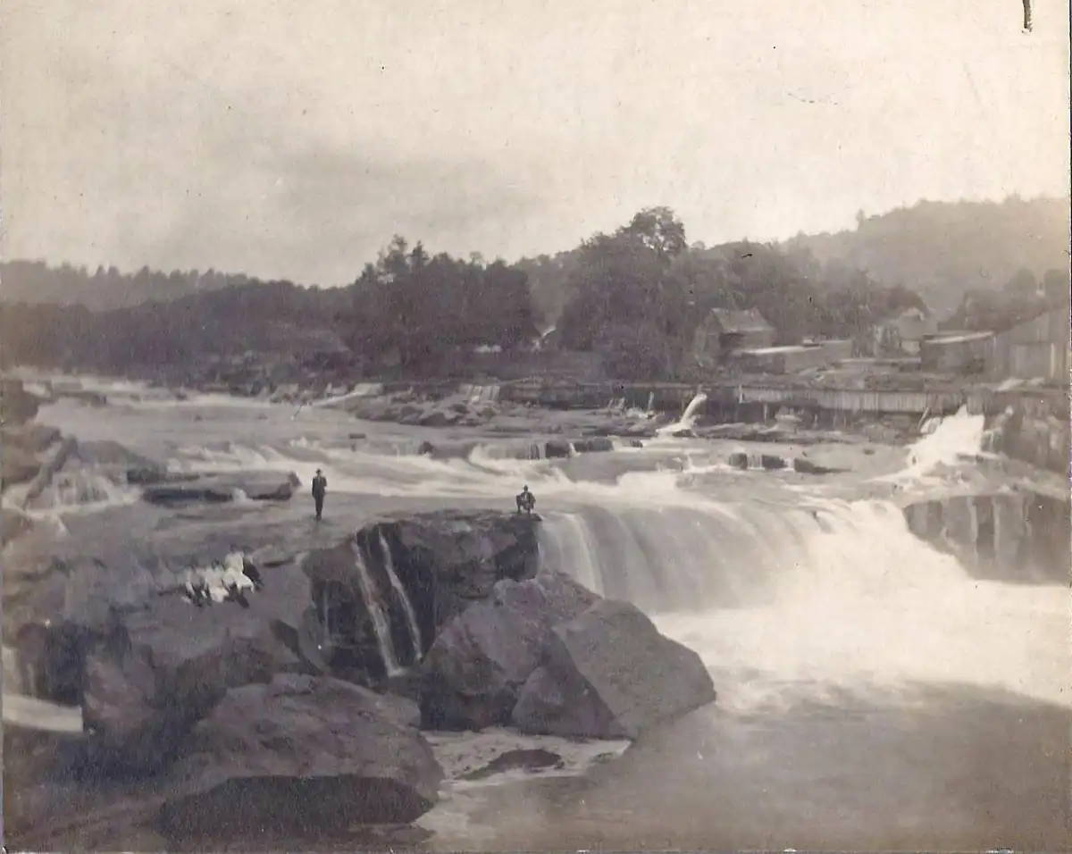 Old historical photo of Ohiopyle Falls on the Youghiogheny River in Ohiopyle State Park