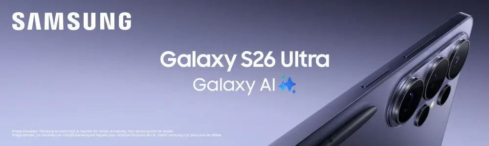 Samsung Galaxy S26 Ultra with Galaxy AI+ branding.