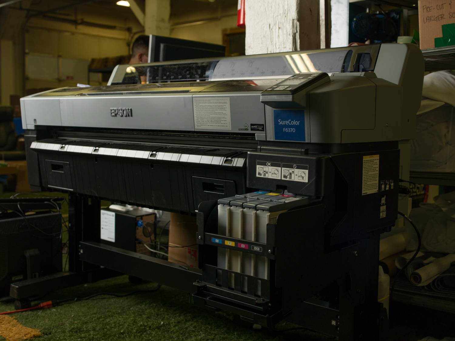 Sublimated pocket fabric coming off the heat press.