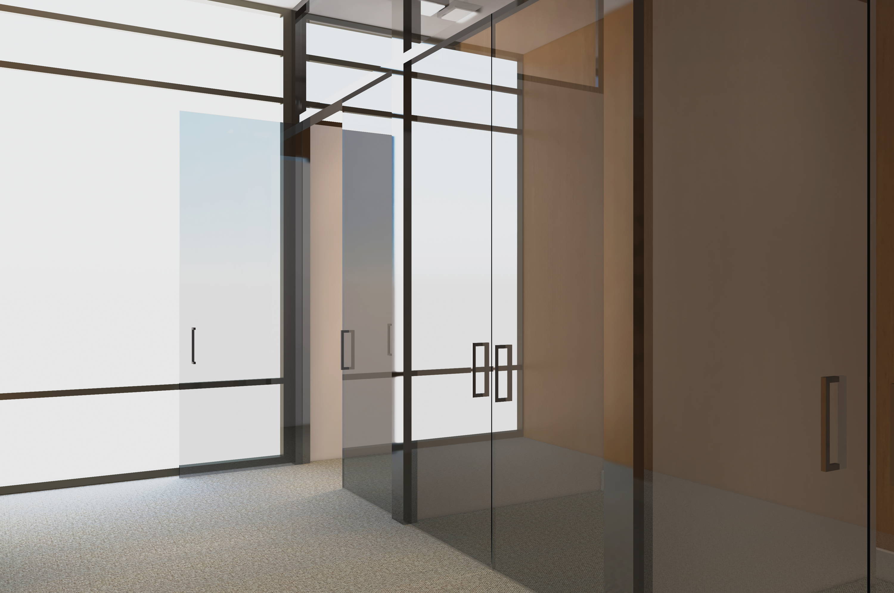 Tinted glass office doors