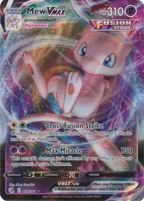 Mew VMAX card with Cross Fusion Strike and Max Miracle