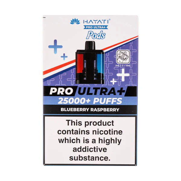 Packaging for the Hayati Pro Ultra Blueberry Raspberry flavour