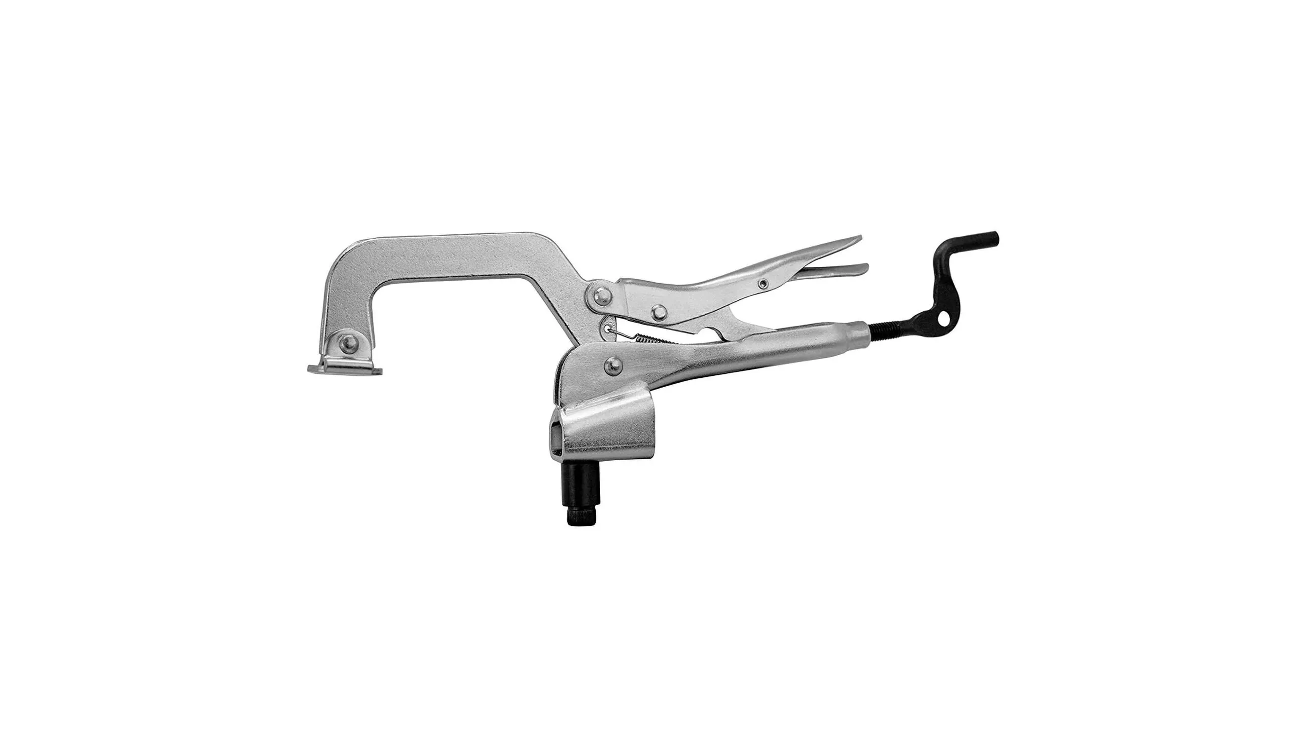 Metal clamp tool with adjustable lever and locking mechanism.