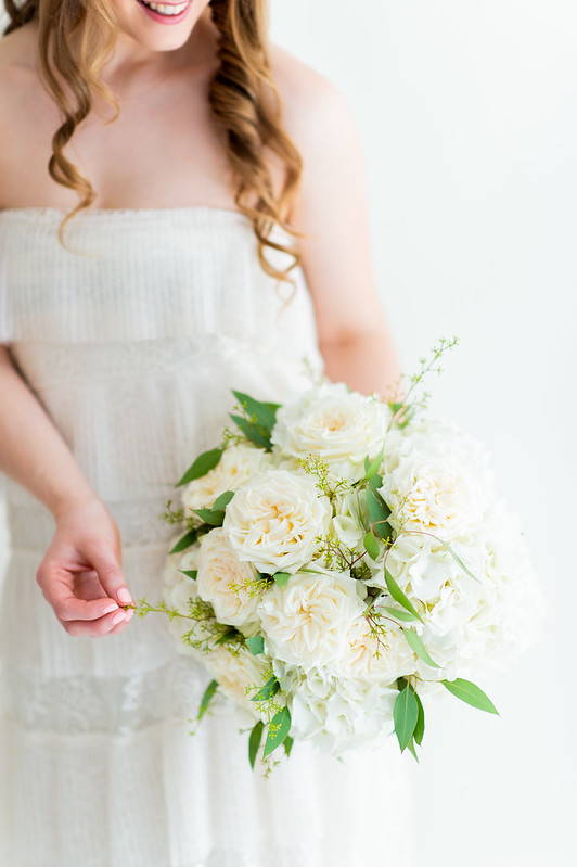 garden rose and white hydrangea bridal bouquet
