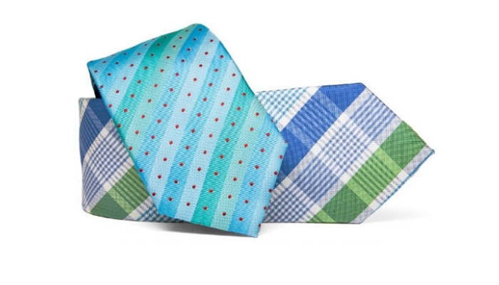 Two neckties in bright summer patterns