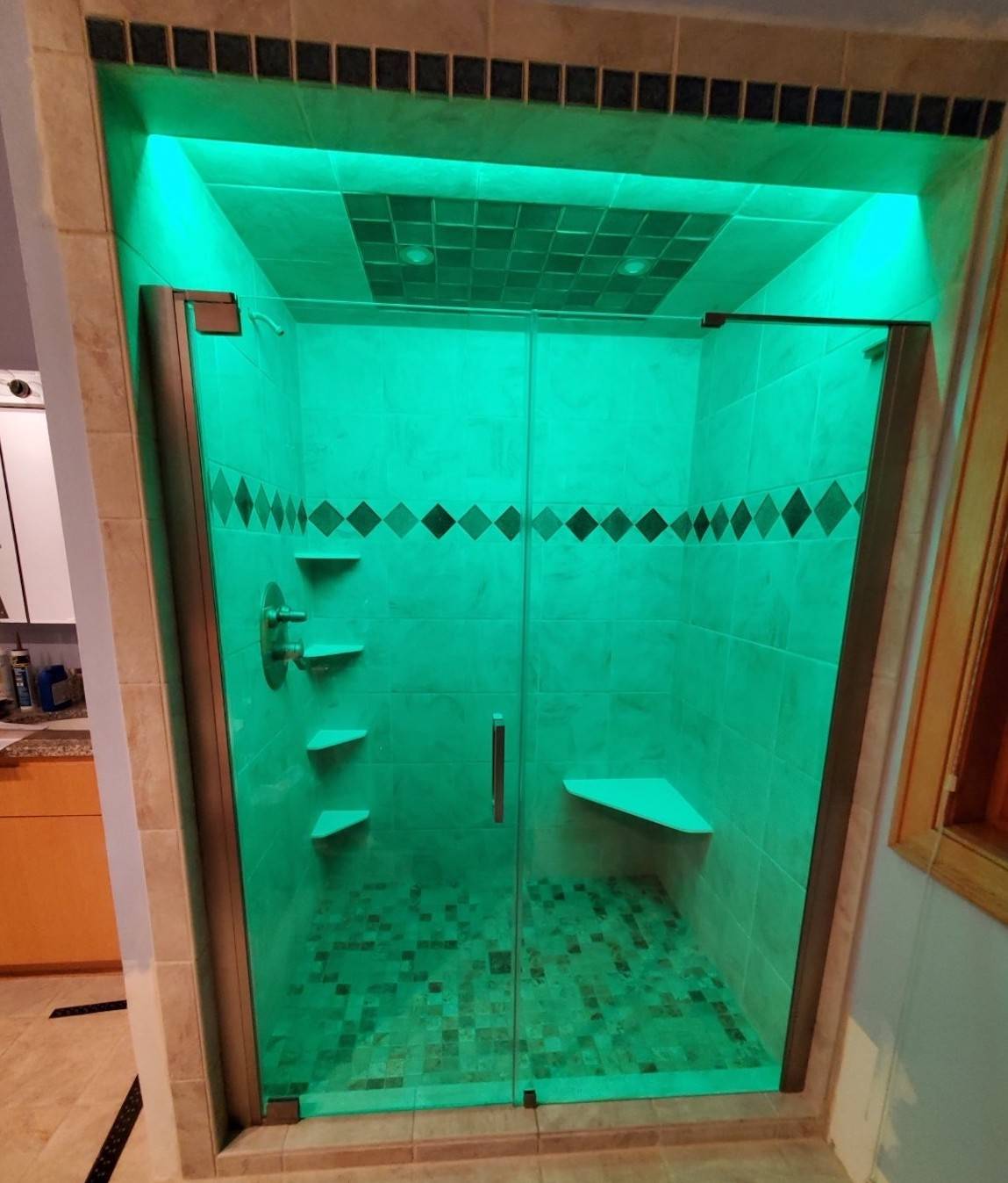 RGB shower lighting for modern bathroom design