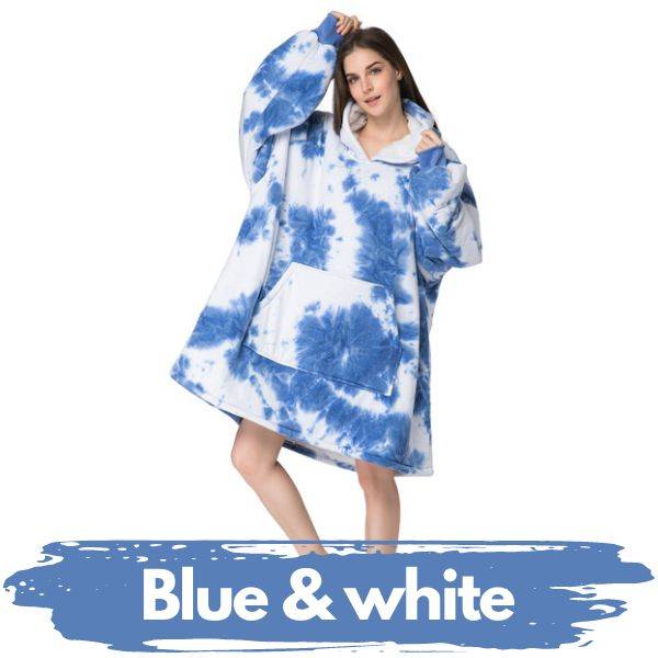 blue and white blanket hoodie