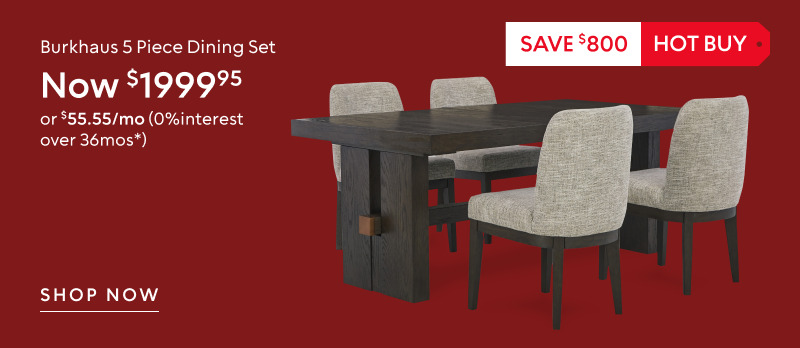 Save $800 on the Burkhaus five-piece dining set, now $1,999.95.
