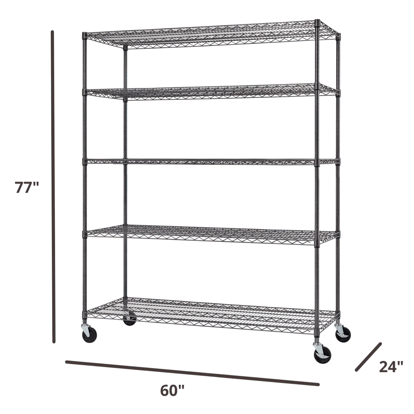 60 inches wide by 24 inches deep wire shelving rack
