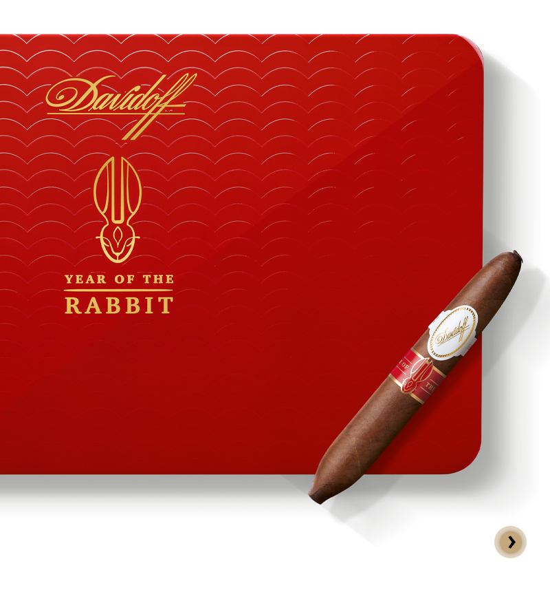 Davidoff Year of the Rabbit Perfecto Cigar on top of the box