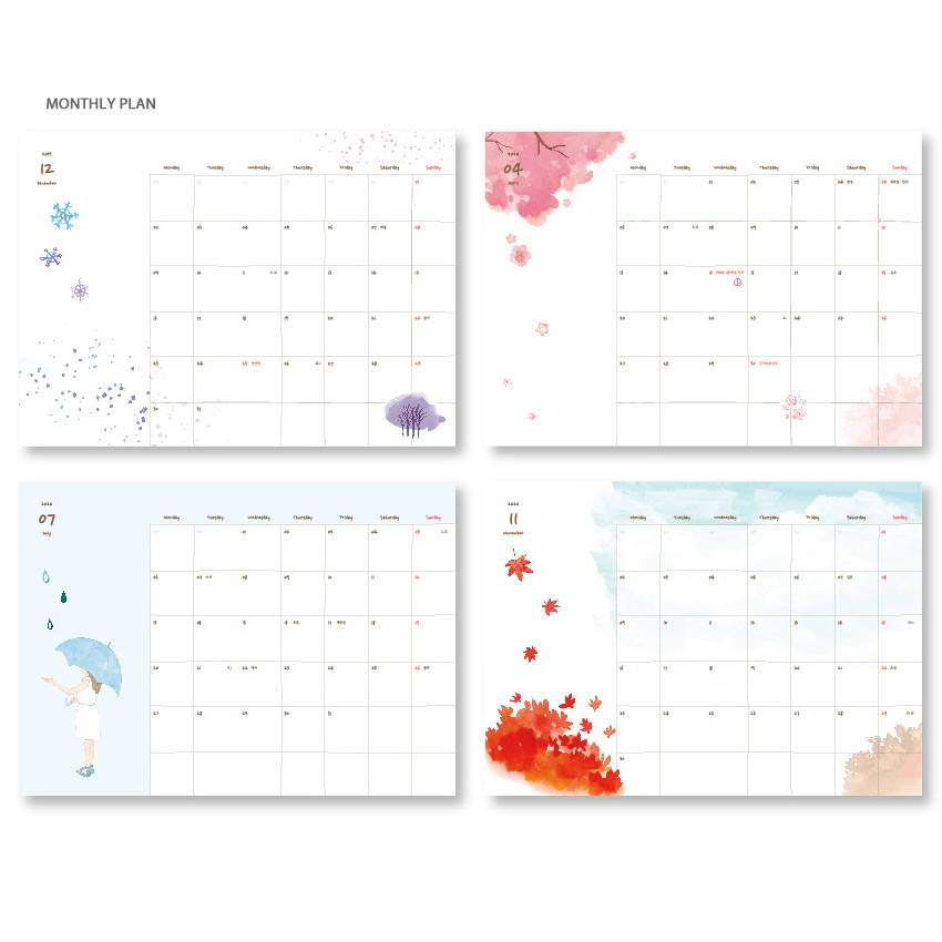 Monthly plan - O-CHECK 2020 Shiny days hardcover dated weekly diary planner