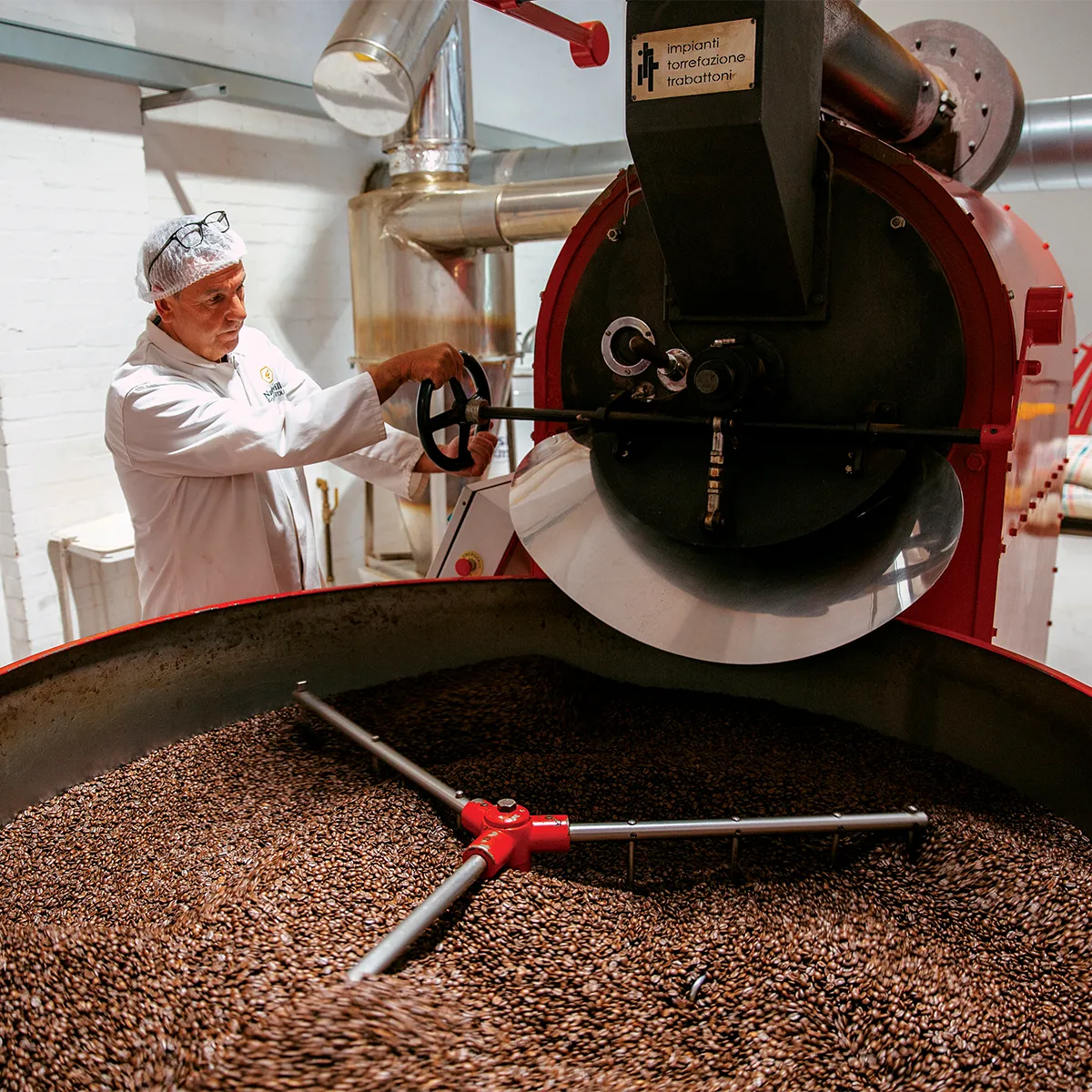 Ferrari's Coffee, Hand Roasted in wales, An image of our Original Trabattoni Roaster