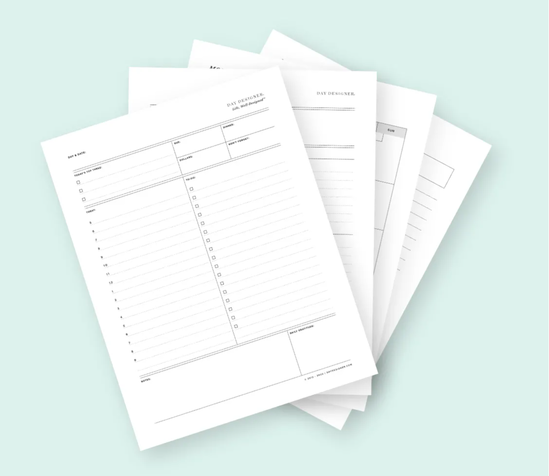 printable planning pages kit, with daily, weekly, monthly, and linted notes pages