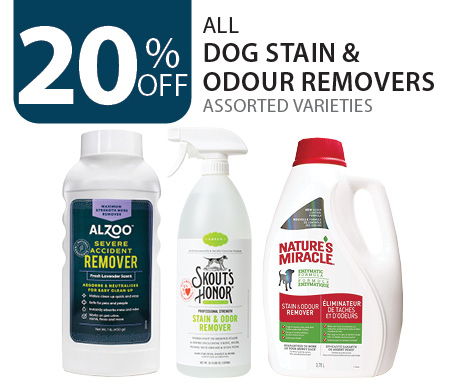 20% off all Dog Stain & Odour Removers