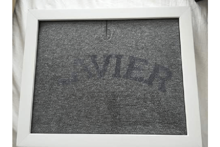 Xavier University tee shirt framed in Shart Premium White  T-Shirt Frame from Shart.om