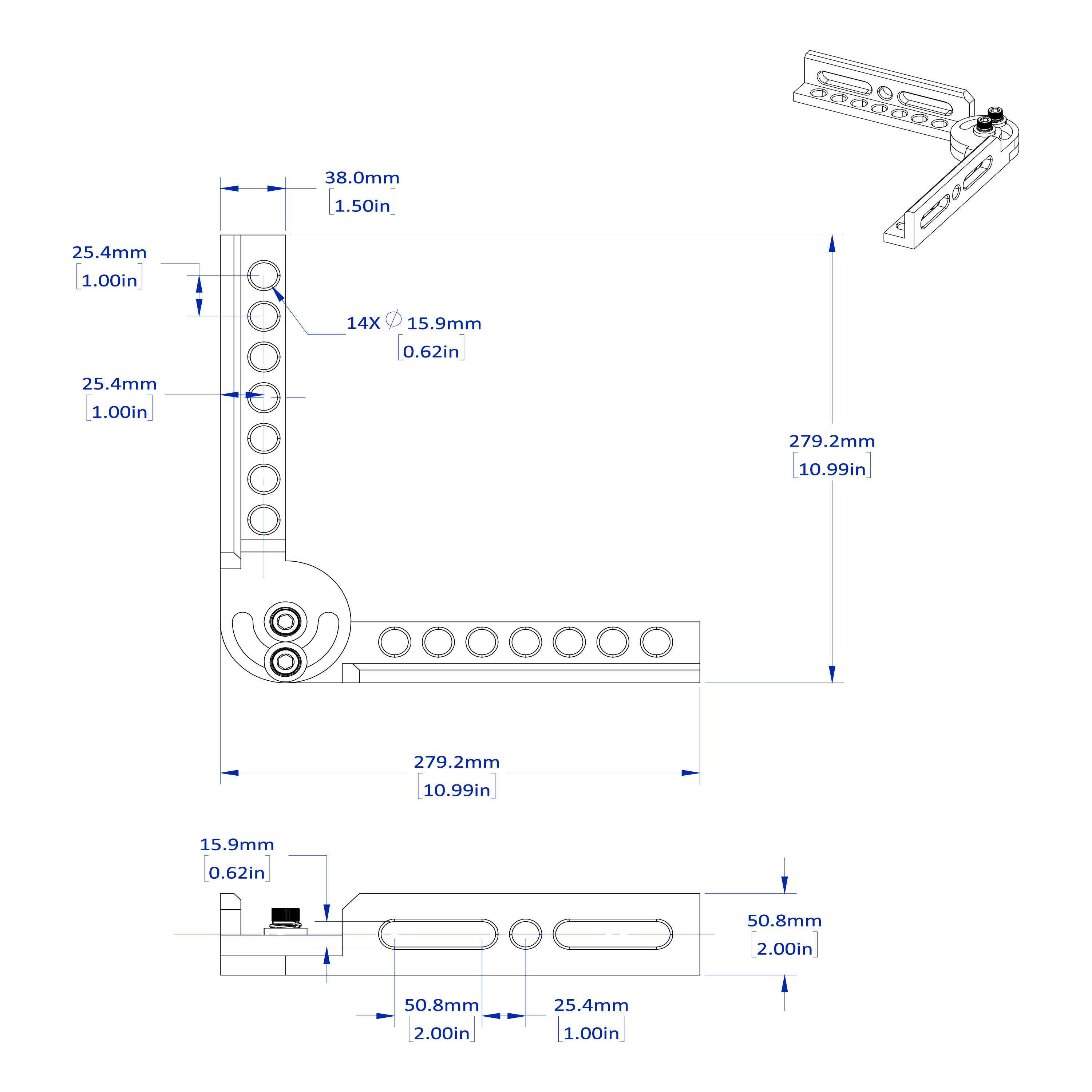 Technical drawing of a mechanical component with measurements and dimensions.