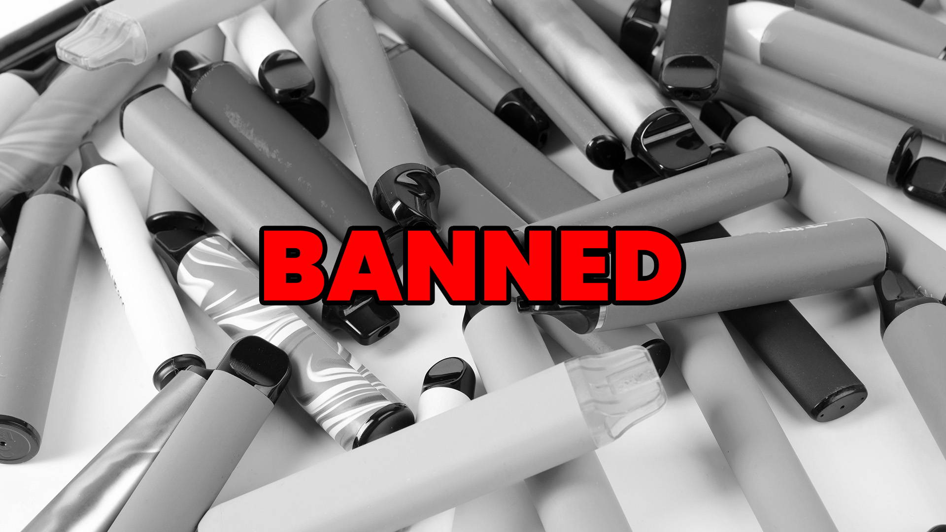 An image of disposable with the word 'banned' written over it.