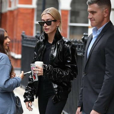 Hailey Baldwin's Plaid Contrast Trench Coat, Celine Sunglasses