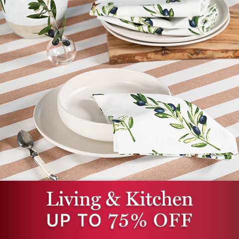 Living & kitchen, up to 75% off